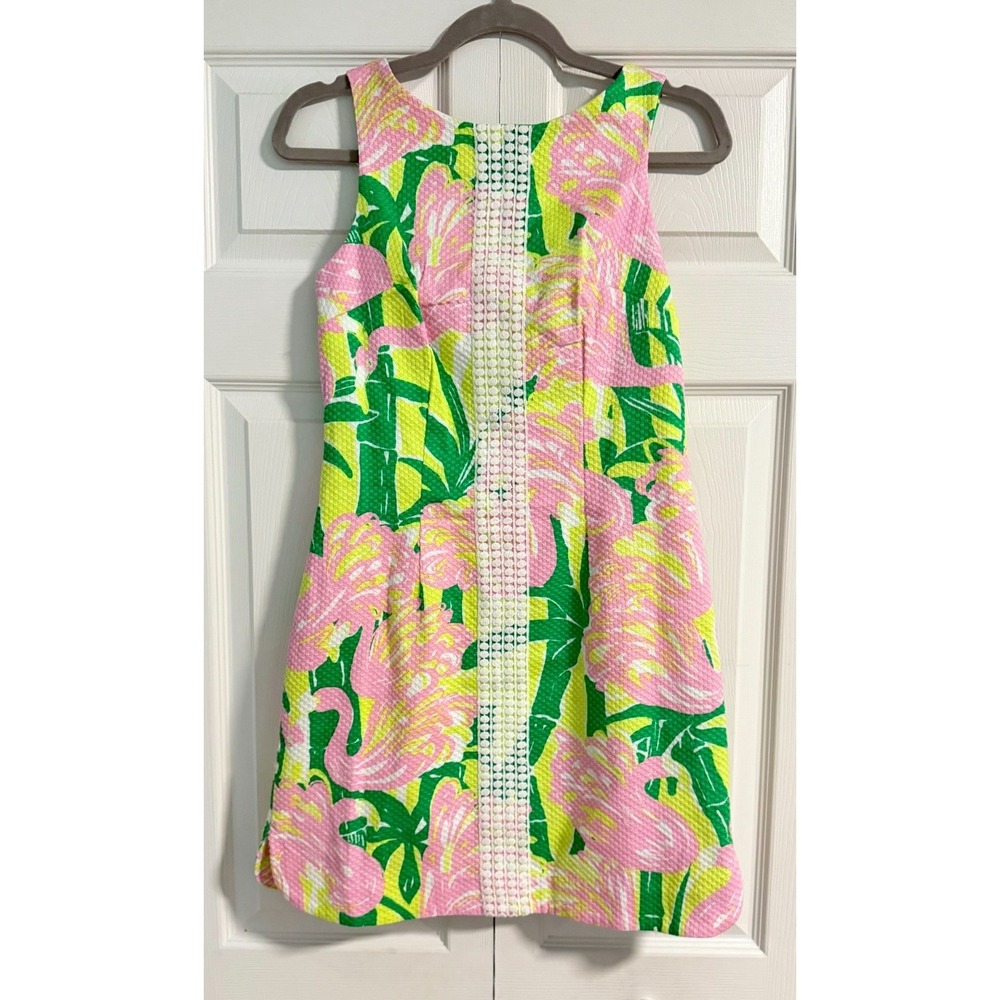 Lilly Pulitzer By Target‎ Large Flamingo Fan Dance Shift Dress Women's 4 NWOT